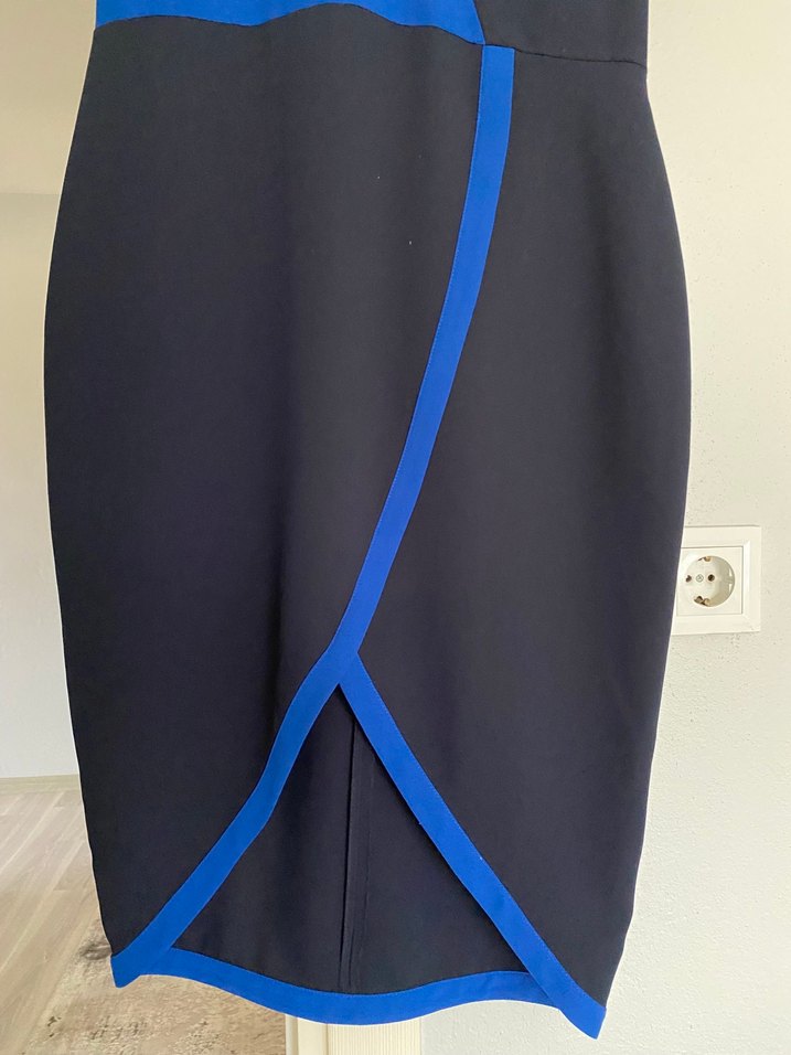 Mudo Mavi Siyah Drapeli Uzun Elbise - Görsel 3