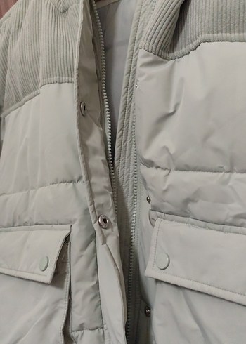 Su yeşili fermuarlı Kadın Kışlık Mont - Görsel 3