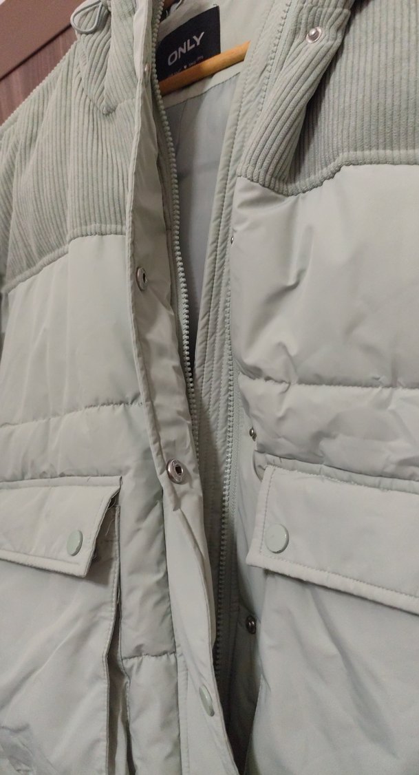 Su yeşili fermuarlı Kadın Kışlık Mont - Görsel 3