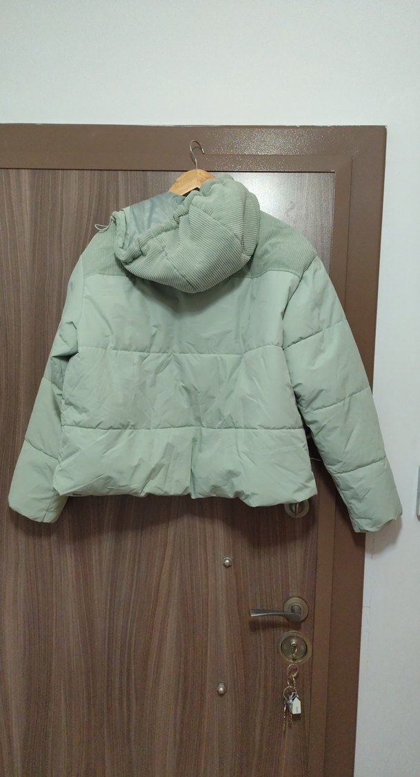 Su yeşili fermuarlı Kadın Kışlık Mont - Görsel 2