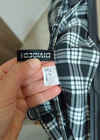 Gri Kareli Kemerli Mini Etek - Görsel 3