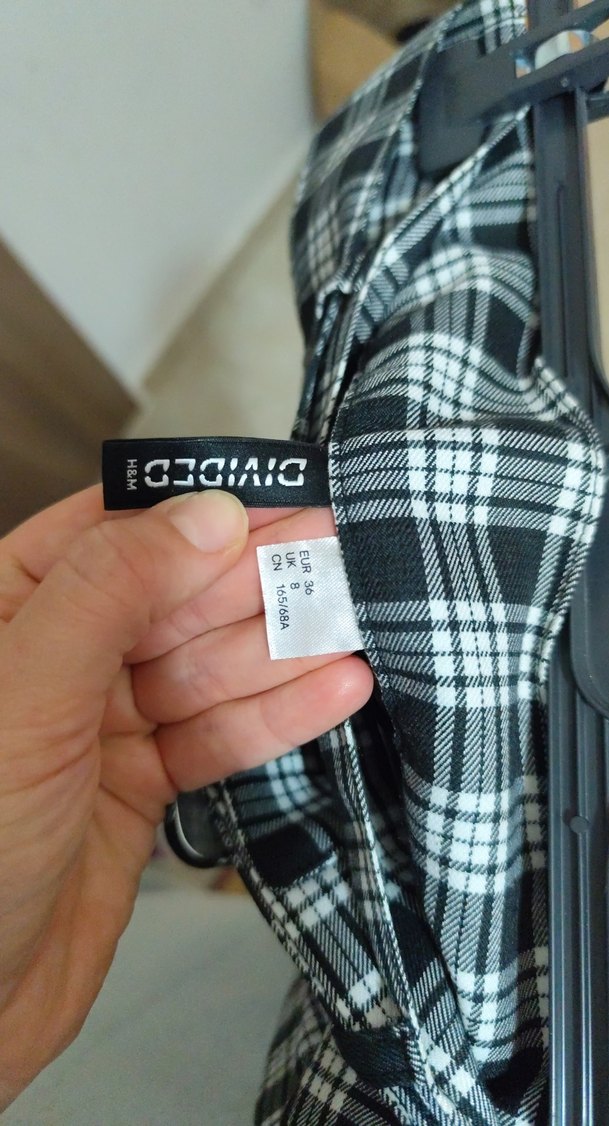 Gri Kareli Kemerli Mini Etek - Görsel 3