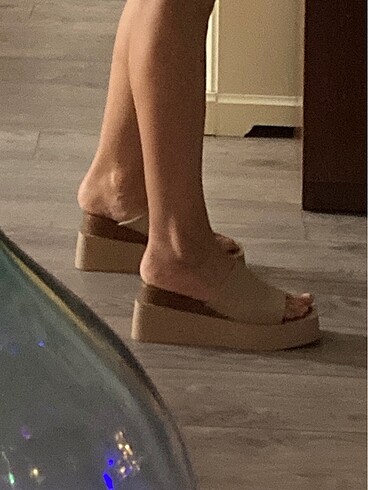 38 Beden camel Renk Dolgu Topuk Platform Terlik