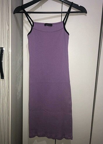 Trendyol & Milla Trendyolmilla lila fitilli mini elbise