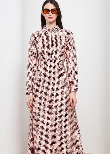 Puantiye Desenli Düğmeli Kadın Gömlek - Görsel 3