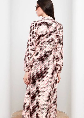 Puantiye Desenli Düğmeli Kadın Gömlek - Görsel 4