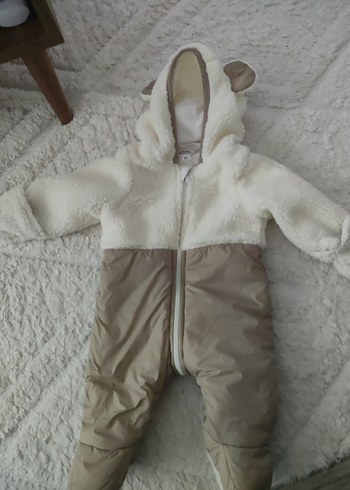 Gri Beyaz Bebek Tulumu Peluş Detaylı - Görsel 4