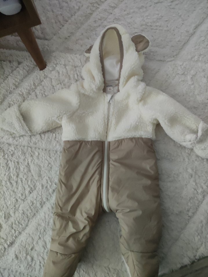 Gri Beyaz Bebek Tulumu Peluş Detaylı - Görsel 4