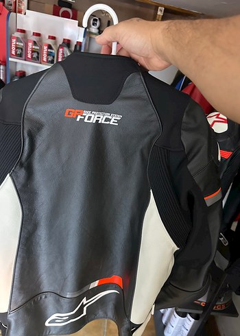 Diğer Alpinestars Siyah Beyaz Deri Motosiklet Montu Orj