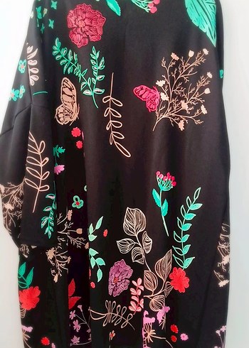 Diğer Çiçek Desenli Uzun Bohem Kimono