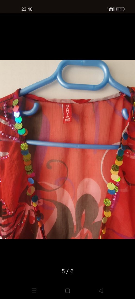 Kırmızı Desenli Uzun Bohem Pareo s-m-l bedene olur - Görsel 2