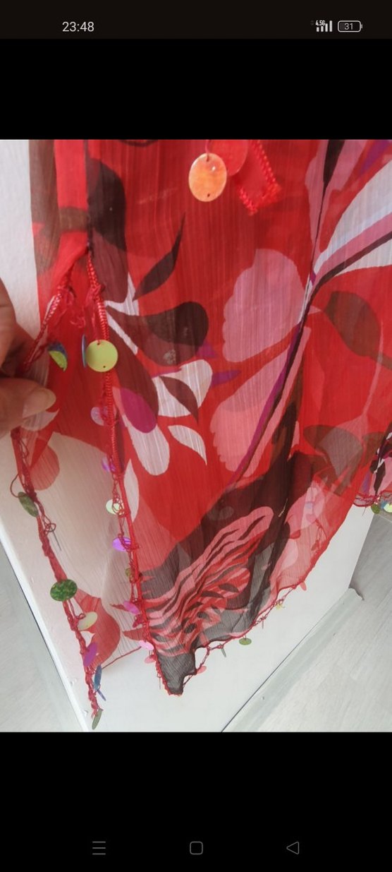 Kırmızı Desenli Uzun Bohem Pareo s-m-l bedene olur - Görsel 3