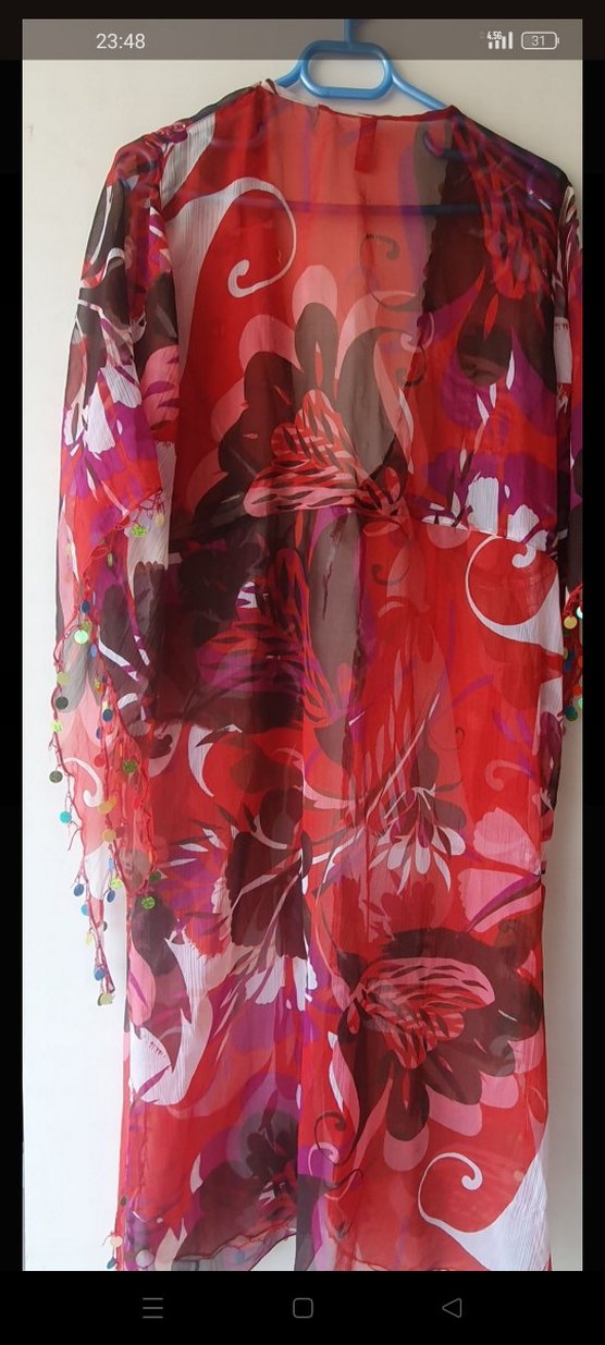 Kırmızı Desenli Uzun Bohem Pareo s-m-l bedene olur - Görsel 5