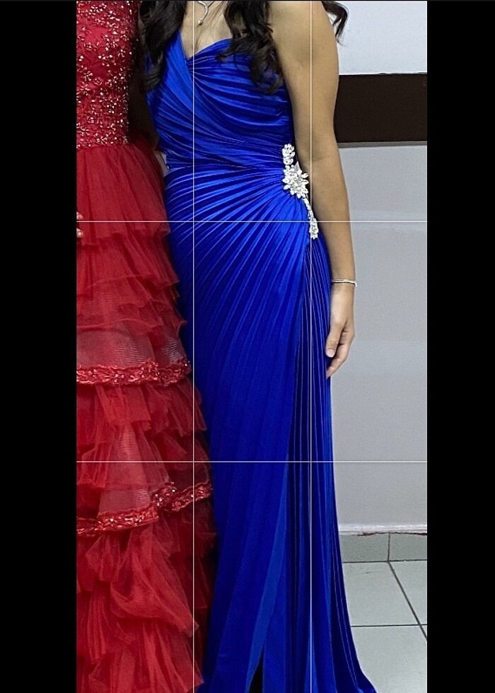 36 beden mavi yırtmaçlı elbise - Görsel 4