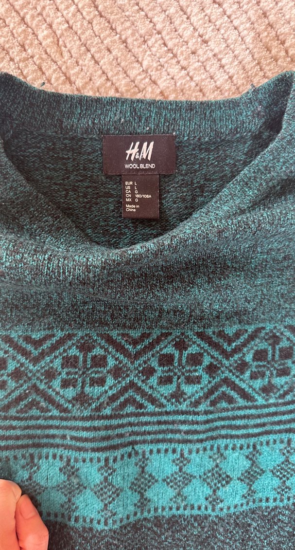 Erkek Yeşil Triko Kazak - Görsel 2