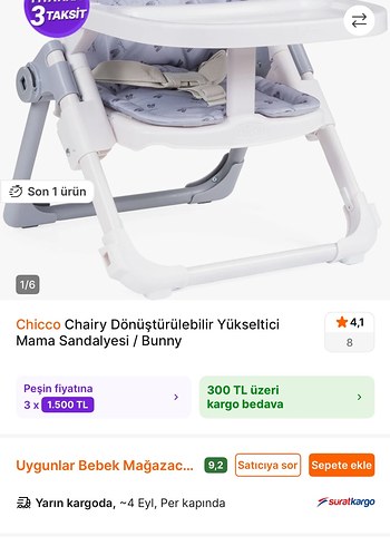 Chicco Chairy Gri Dönüştürülebilir Mama Sandalyesi