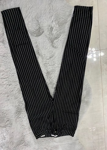 m Beden Kadın Siyah Çizgili Pantolon