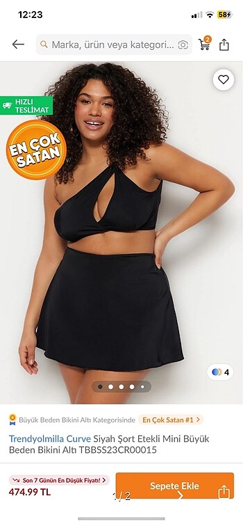 Trendyol Curve etekli bikini altı 4xl