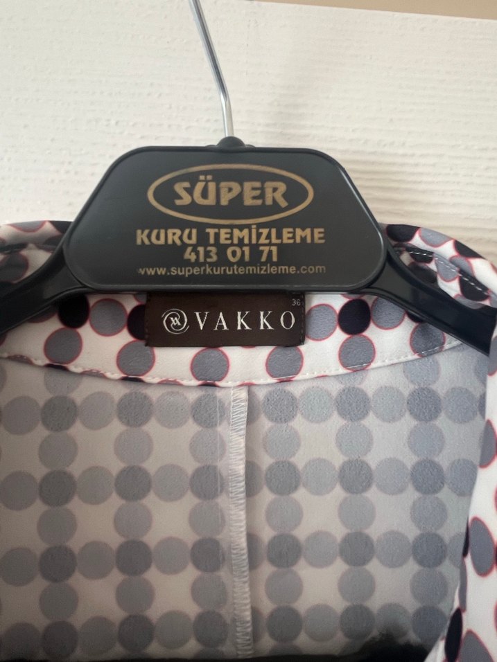 Vakko Gri Ekose Uzun Kollu Kadın Elbise - Görsel 5