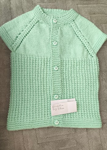 Kız Çocuk Açık Yeşil Kısa Kollu Örgü Hırka - Görsel 5