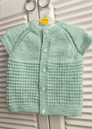 Kız Çocuk Açık Yeşil Kısa Kollu Örgü Hırka - Görsel 7