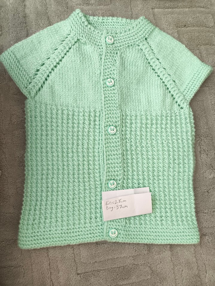 Kız Çocuk Açık Yeşil Kısa Kollu Örgü Hırka - Görsel 5