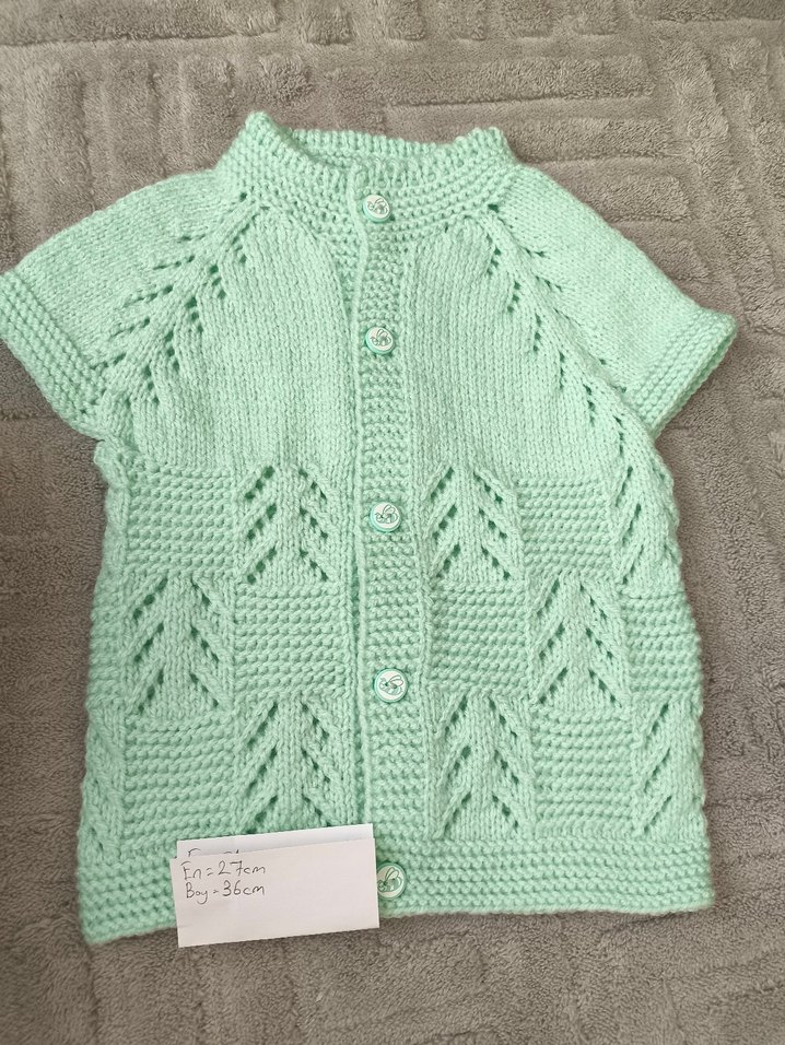 Kız Çocuk Açık Yeşil Kısa Kollu Örgü Hırka - Görsel 2