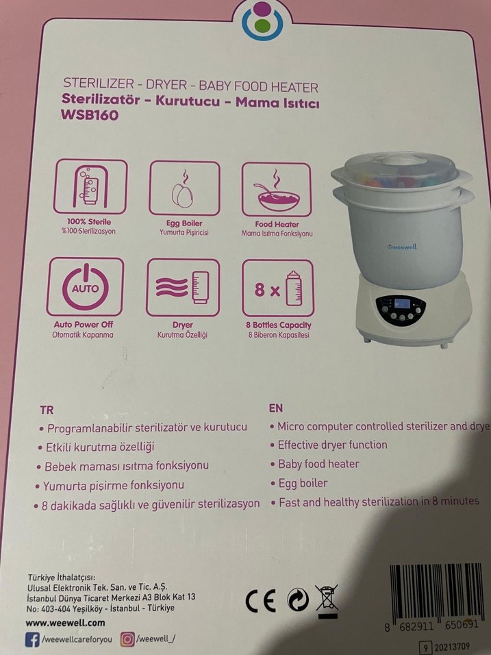 Weewell Bebek Mama Isıtıcı ve Sterilizatör - Görsel 2
