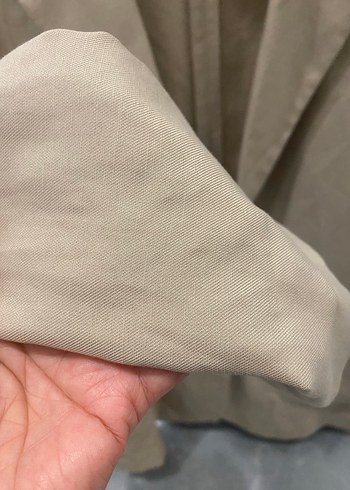 m Beden Bej Düğmeli Keten Kadın Blazer