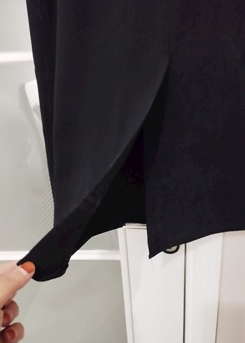 Drapeli Siyah Kadın Uzun Etek - Görsel 3