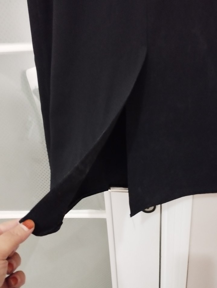 Drapeli Siyah Kadın Uzun Etek - Görsel 3