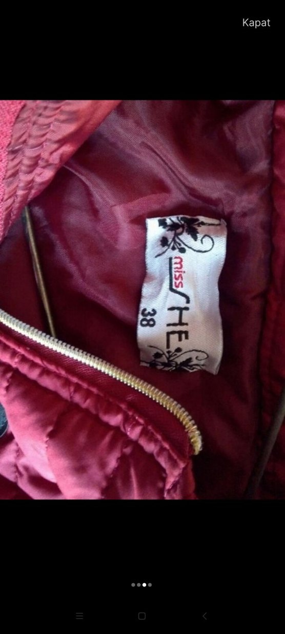 Bordo Düğmeli Uzun Kadın Kışlık Mont - Görsel 3