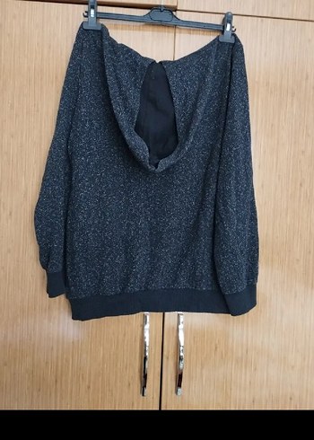 Gri Baskılı Kadın Triko Sweatshirt - Görsel 2