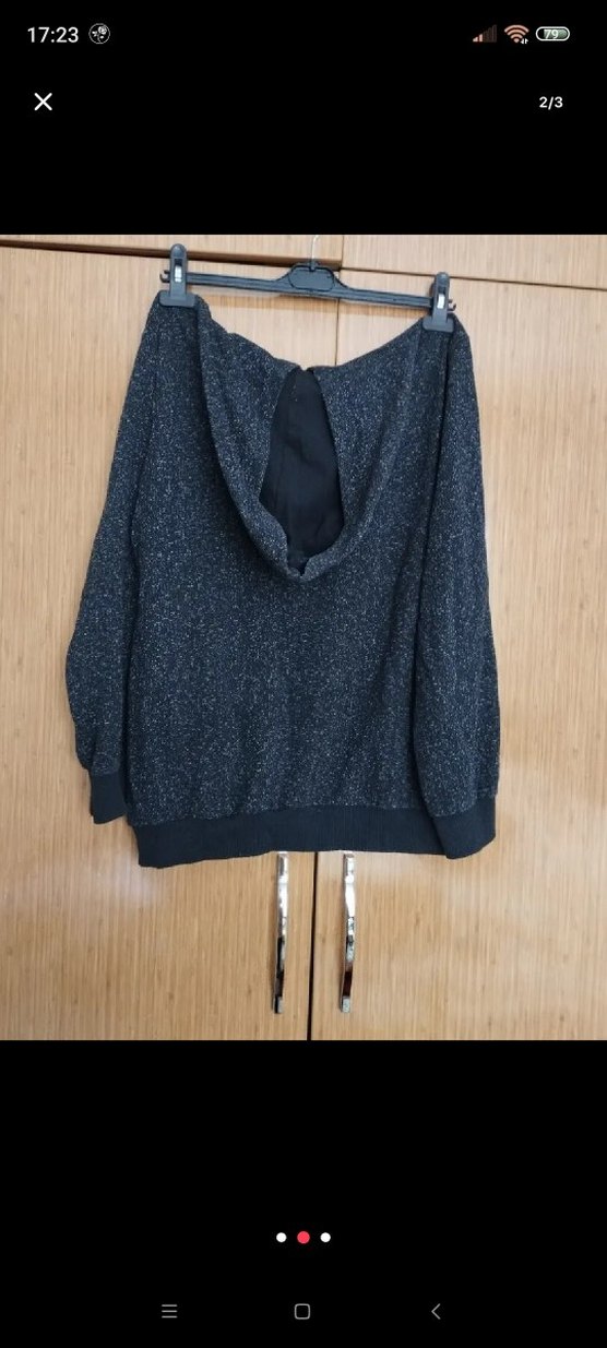 Gri Baskılı Kadın Triko Sweatshirt - Görsel 2