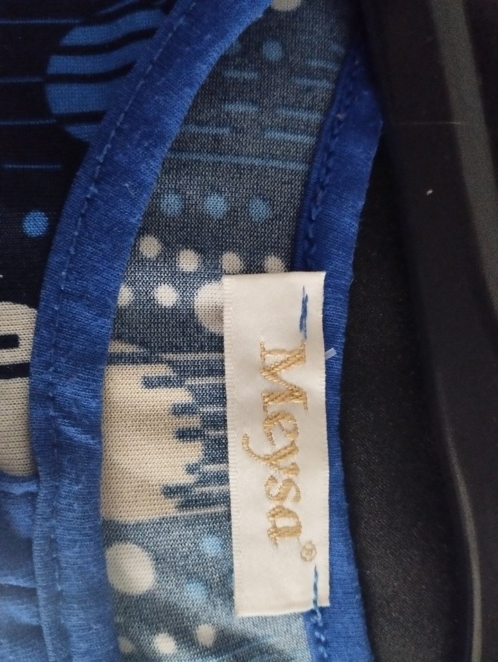 Uzun Kollu, Düğmeli Mavi Kadın Tunik - Görsel 3