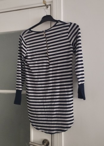 Gri Çizgili Rahat Kesim Kadın Triko Bluz - Görsel 2