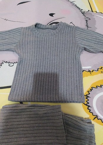 Diğer Gri Erkek Bebek kalın Triko Takım