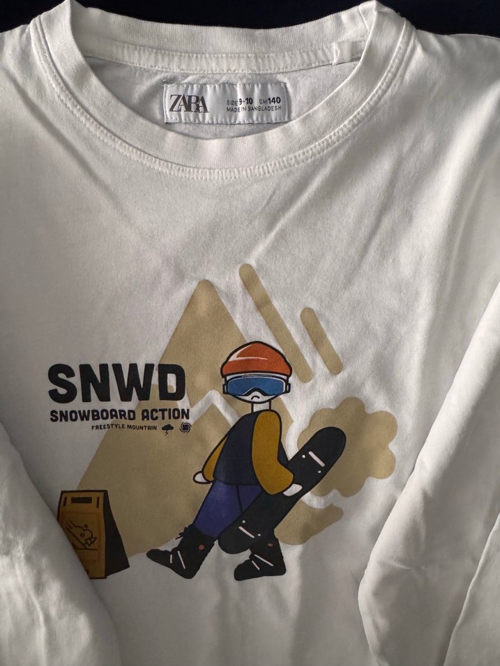 Zara , Erkek Çocuk Beyaz Baskılı Uzun Kollu Tişört - Görsel 3