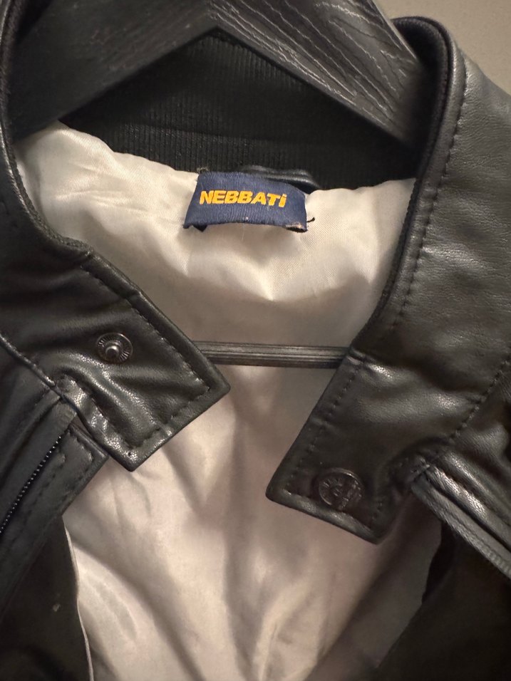 Çocuk , Siyah Suni Deri Biker Ceket, Fermuarlı, Normal Boy - Görsel 2