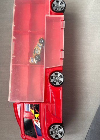 Kırmızı Oyuncak küçük araba taşıma tırı - Görsel 3