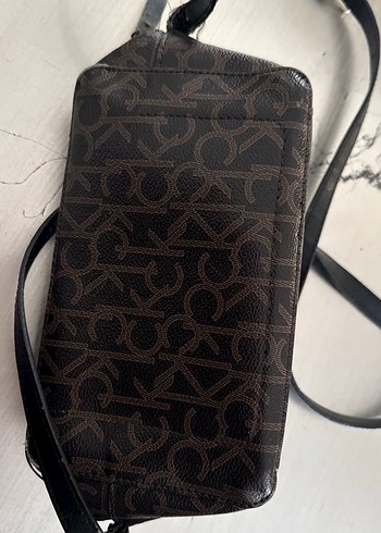 Kahverengi Desenli CK Deri Kadın Çapraz Çanta - Görsel 7