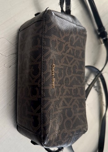 Kahverengi Desenli CK Deri Kadın Çapraz Çanta - Görsel 6