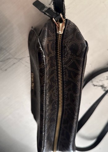 Kahverengi Desenli CK Deri Kadın Çapraz Çanta - Görsel 5