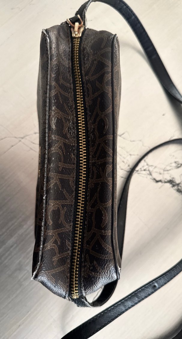 Kahverengi Desenli CK Deri Kadın Çapraz Çanta - Görsel 2