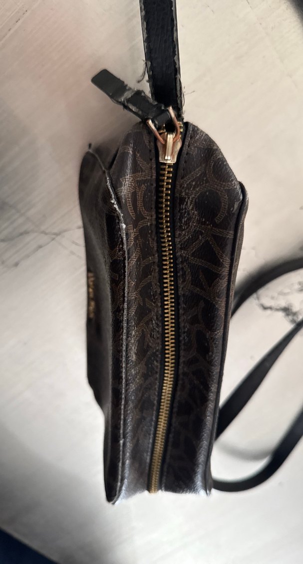 Kahverengi Desenli CK Deri Kadın Çapraz Çanta - Görsel 5