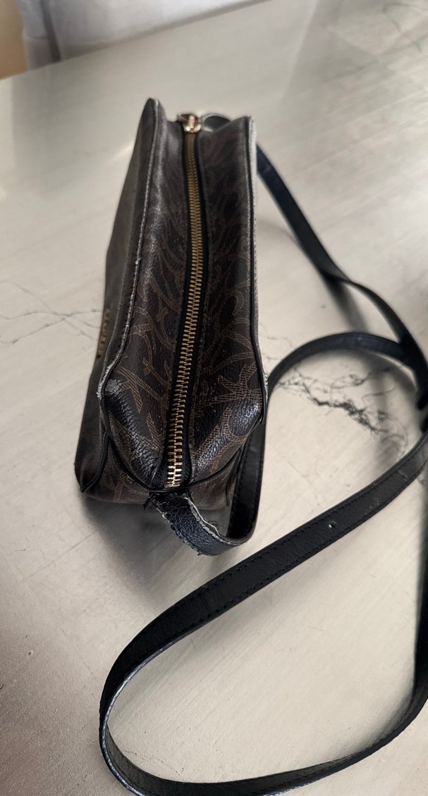 Kahverengi Desenli CK Deri Kadın Çapraz Çanta - Görsel 3