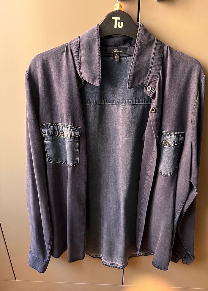 Mavi jeans kadın gömlek - Görsel 5