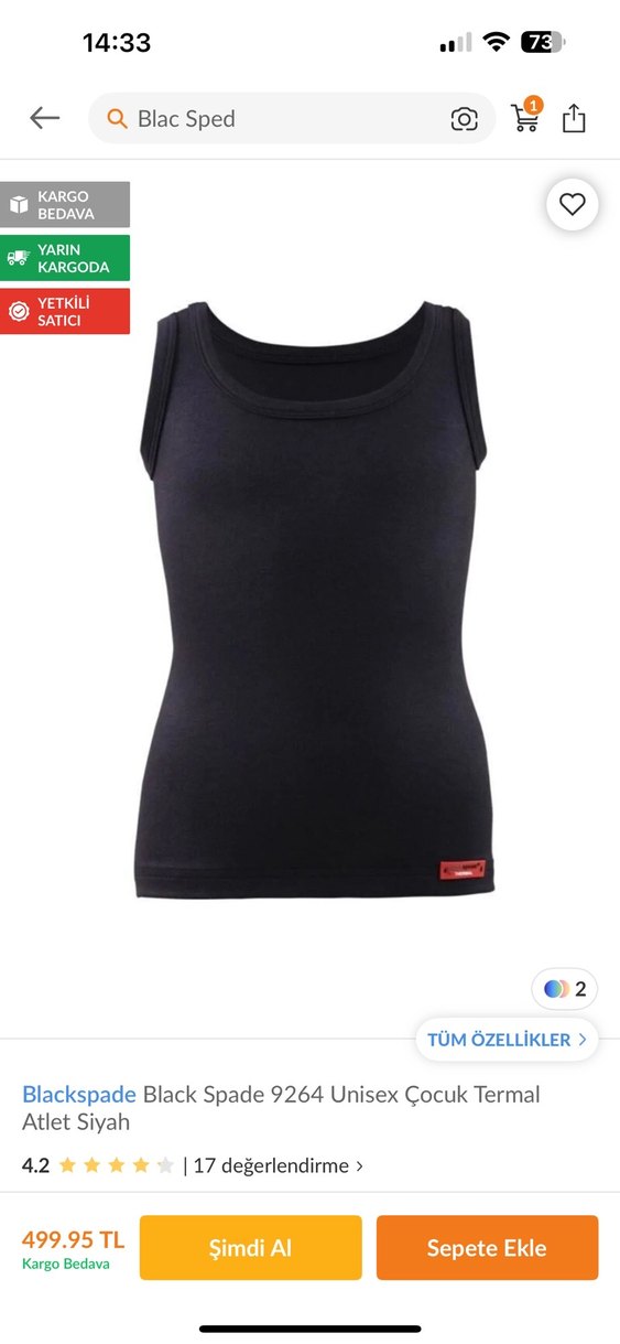 Siyah unisex  Çocuk termal  Atlet - Görsel 3