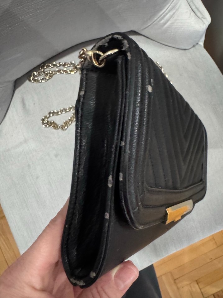 Zincir Detaylı Siyah Deri Kadın Çanta - Görsel 4