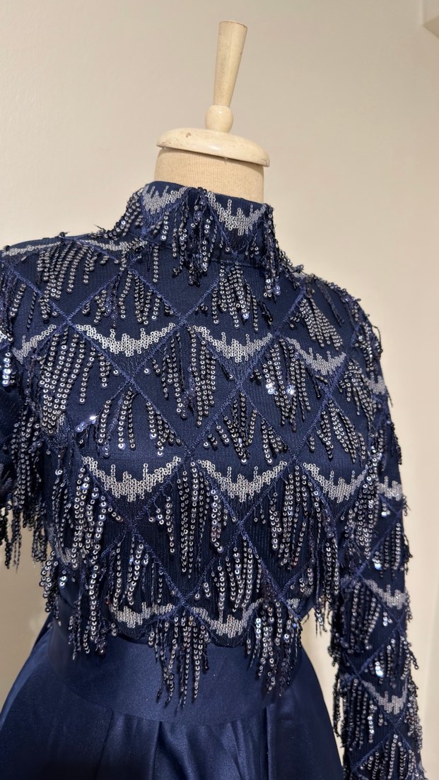 Lacivert abiye - Görsel 2